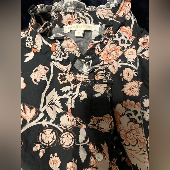 Love the label Floral balloon Puff Sleeve Blouse cottagecore poplin lace boho s - Picture 7 of 10